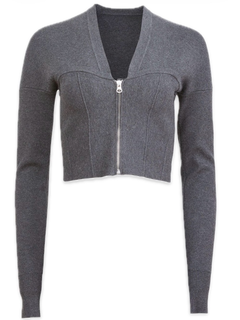 Fleur du Mal Knit Bustier Cardigan - Dark Heather Grey